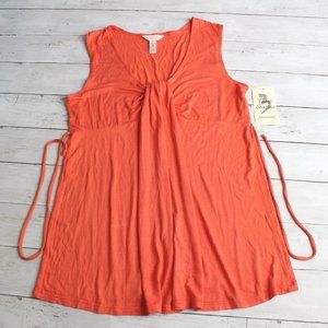 Three Seasons Women's Sleeveless Maternity Top Coral Orange Size L
